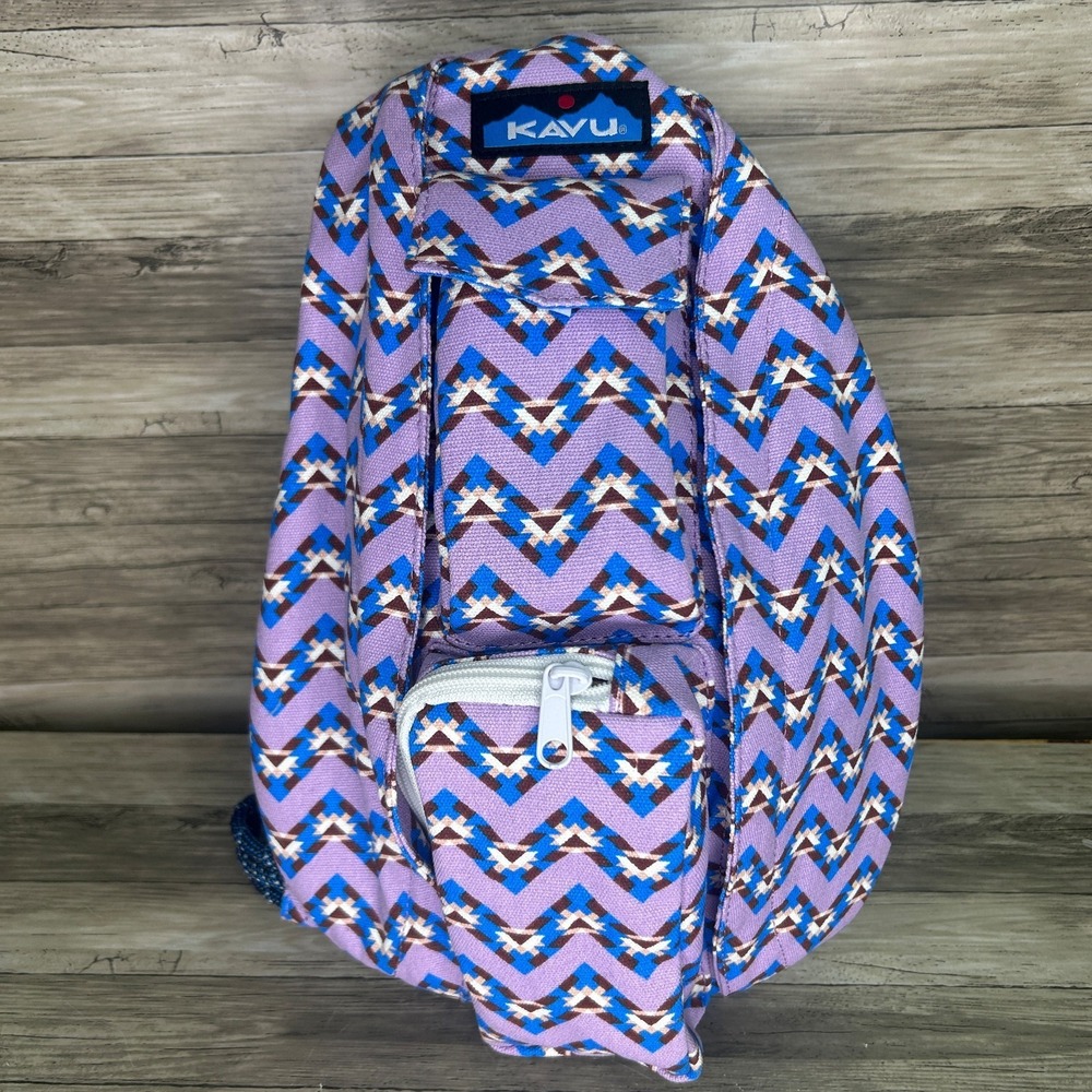 KAVU Mini Rope Sling Bag Jewel Chevron Purple